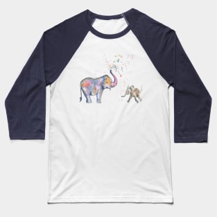 Mom and Baby Elephant Baseball T-Shirt